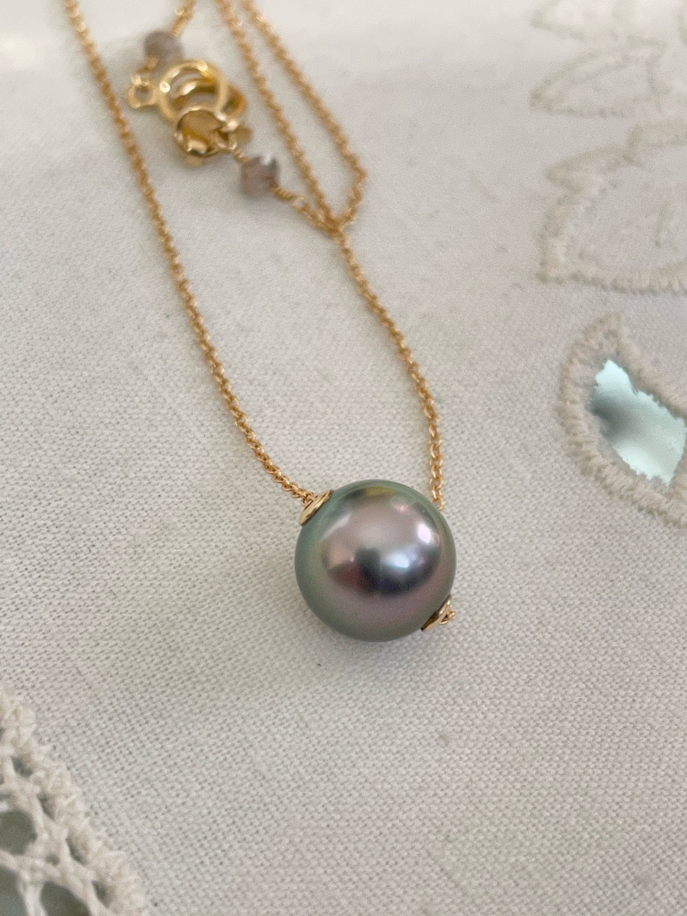 Cultured Tahitian Pearl Floating Necklace, 14k (FN14)