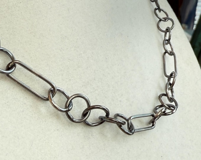 Oxidized Funky Five Link Chain, Sterling Silvert (FFS4)