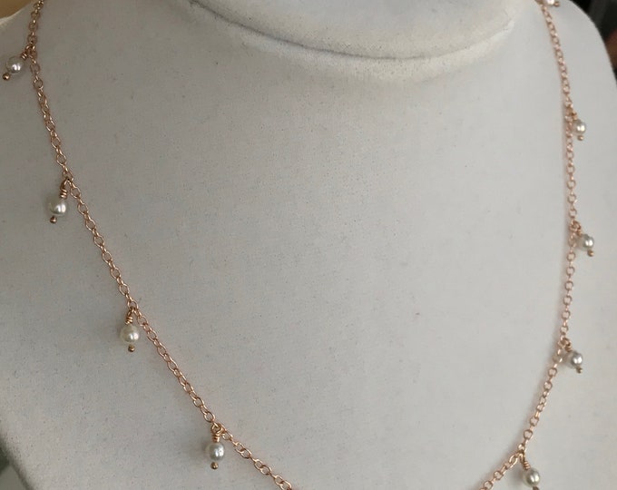 Cultured Akoya Pearl Necklace, 14k Rose Gold (RN1)