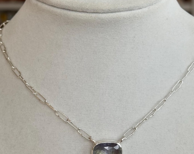 Bi Color Tanzanite Necklace, Silver (BBN46)