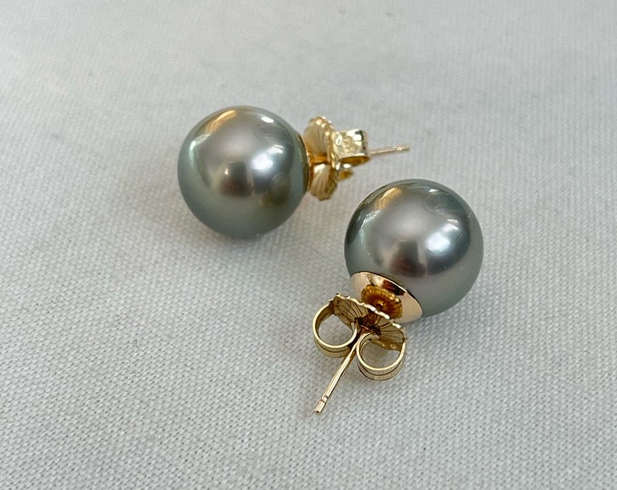 Cultured Tahitian Pearl Stud Earrings, 14k (PE104)