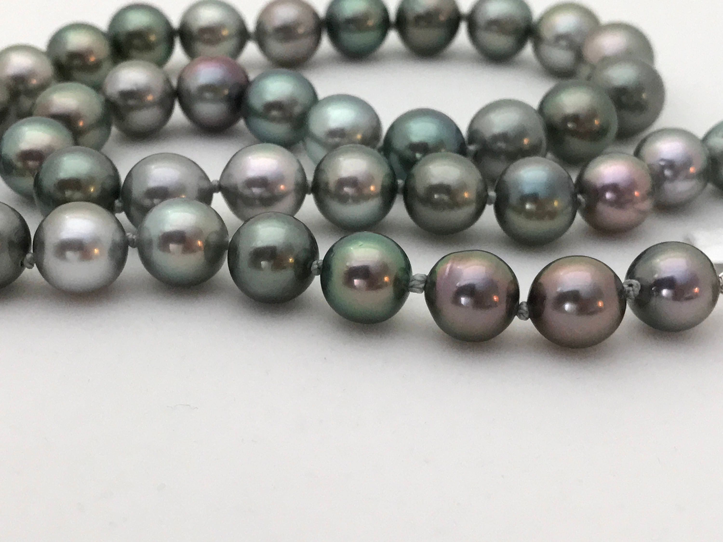 Cultured Tahitian Pearl Strand Necklace, 14k White Gold Clasp (PN6)