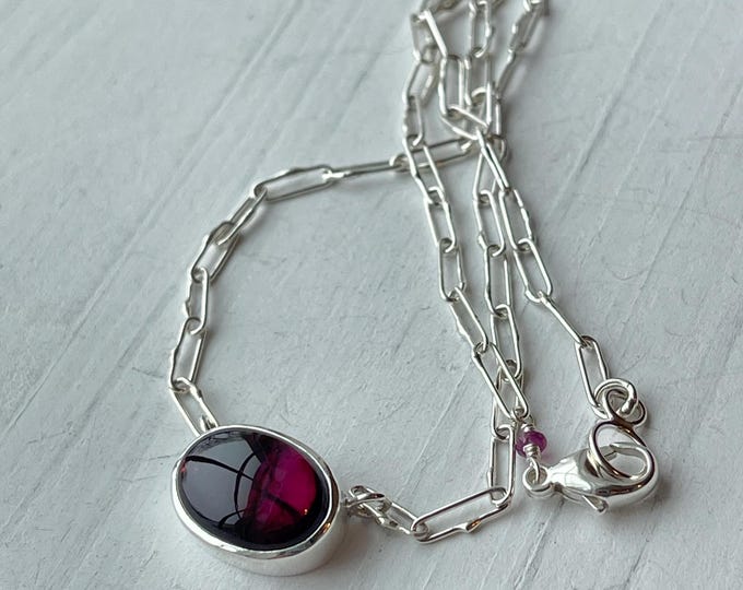 Tourmaline Bella Beans Necklace, Silver (BBN36)