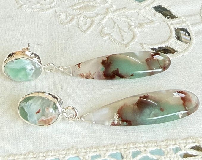 Aquaprase Dangle Earrings, Silver (SGE22)