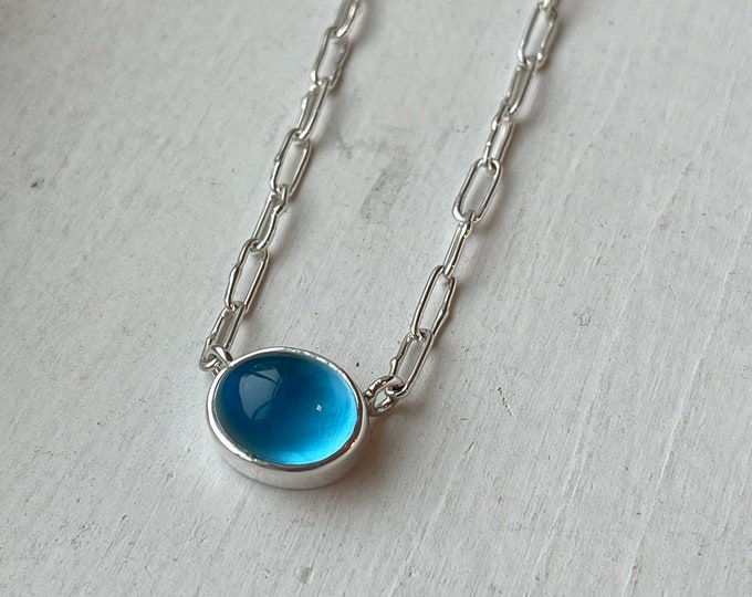 Reserved for MF: Blue Topaz Bella Beans Necklace, Silver (BBN24)