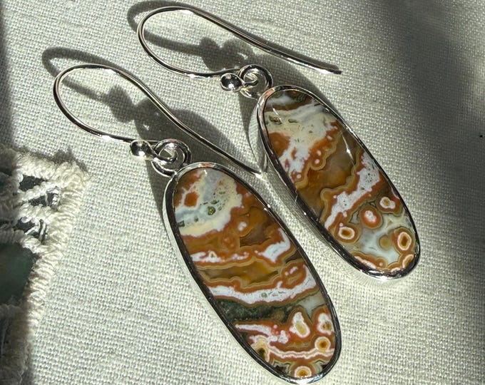 Jasper Dangle Earrings, Silver