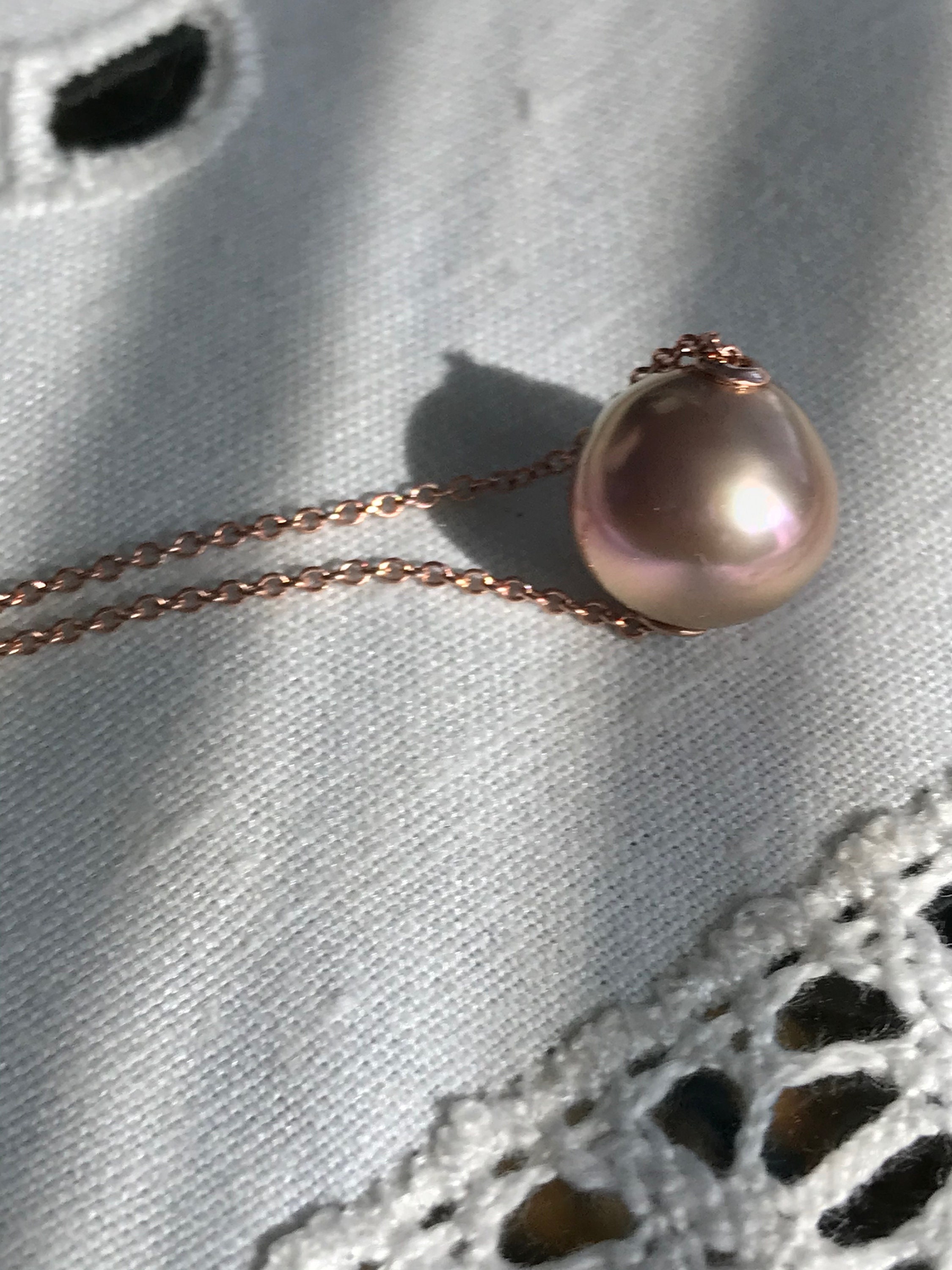 9.5mm Freshwater Cultured Pearl Necklace In 14K Gold