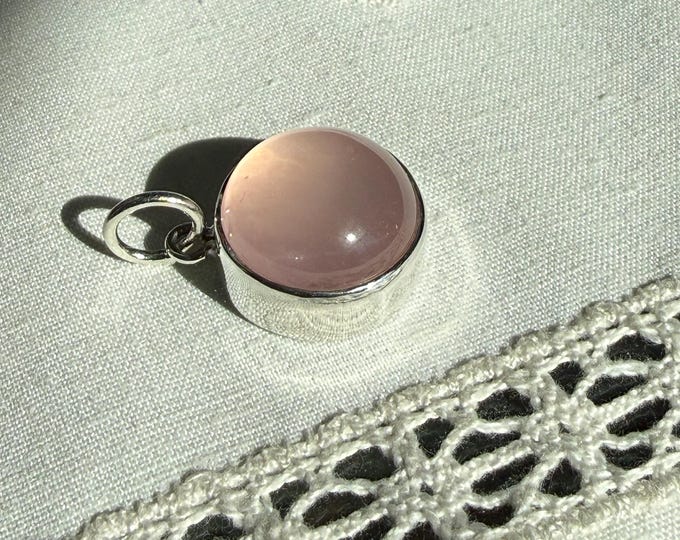 Rose Quartz Pendant, Silver