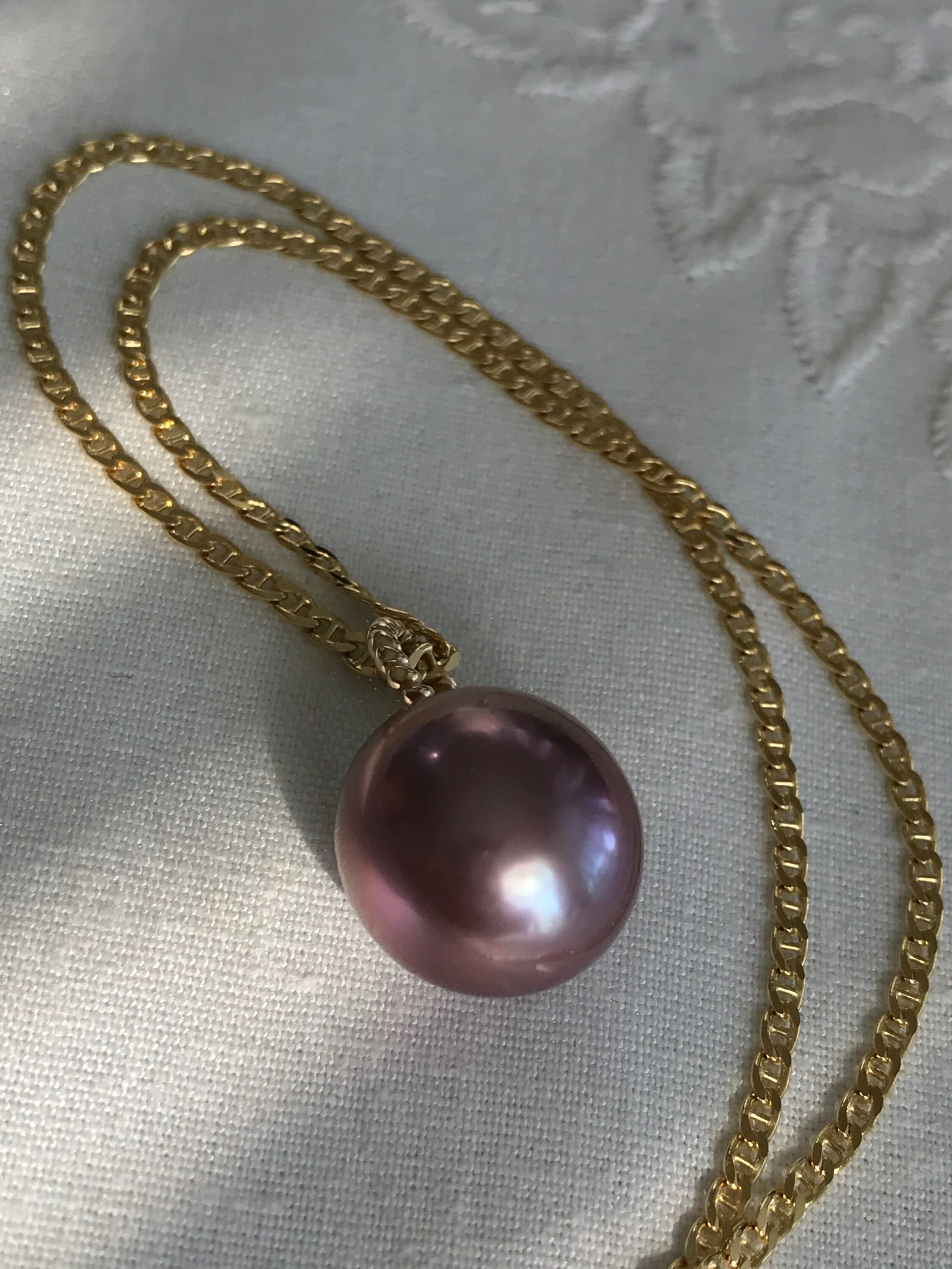 Cultured Edison Freshwater Pearl Pendant, 14k Gold Necklace (PP13)