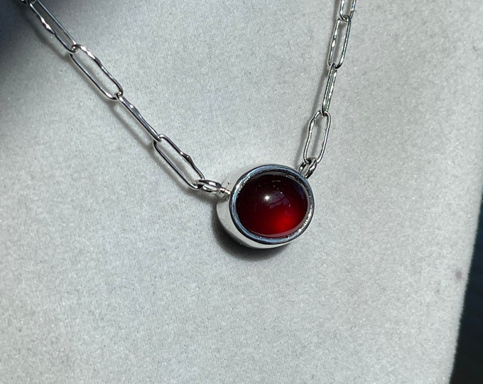 Garnet Bella Beans Necklace, Silver (BBN19)