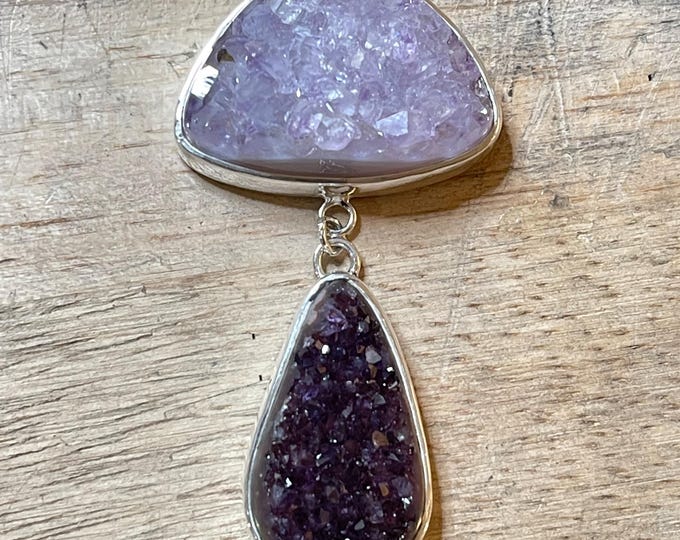 Purple Drusy Mushroom Pendant, Silver (PMPD1)