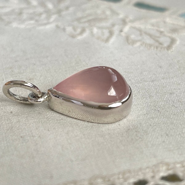 Rose Quartz Pendant, Silver (RQP5)