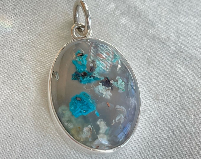 Confetti Chrysocolla Pendant, Large, Silver (CFP2)