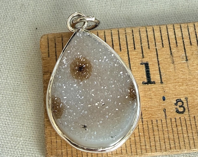 Polka Dot Drusy Pendant, Silver (PDDP2)