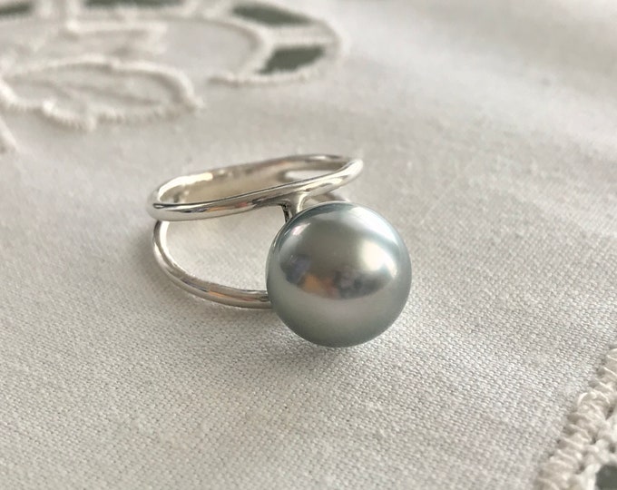 Cultured Tahitian Pearl Ring, Sterling Silver (PR10)