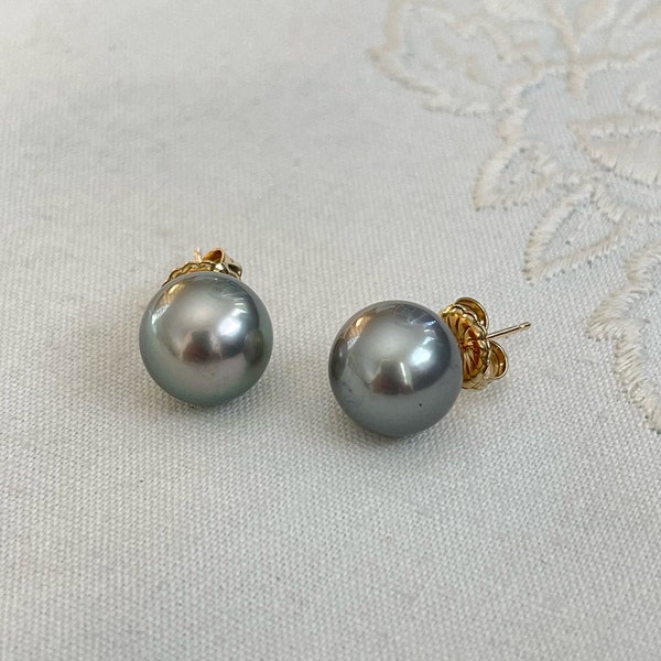 Tahitian Black Pearl Earrings - Etsy