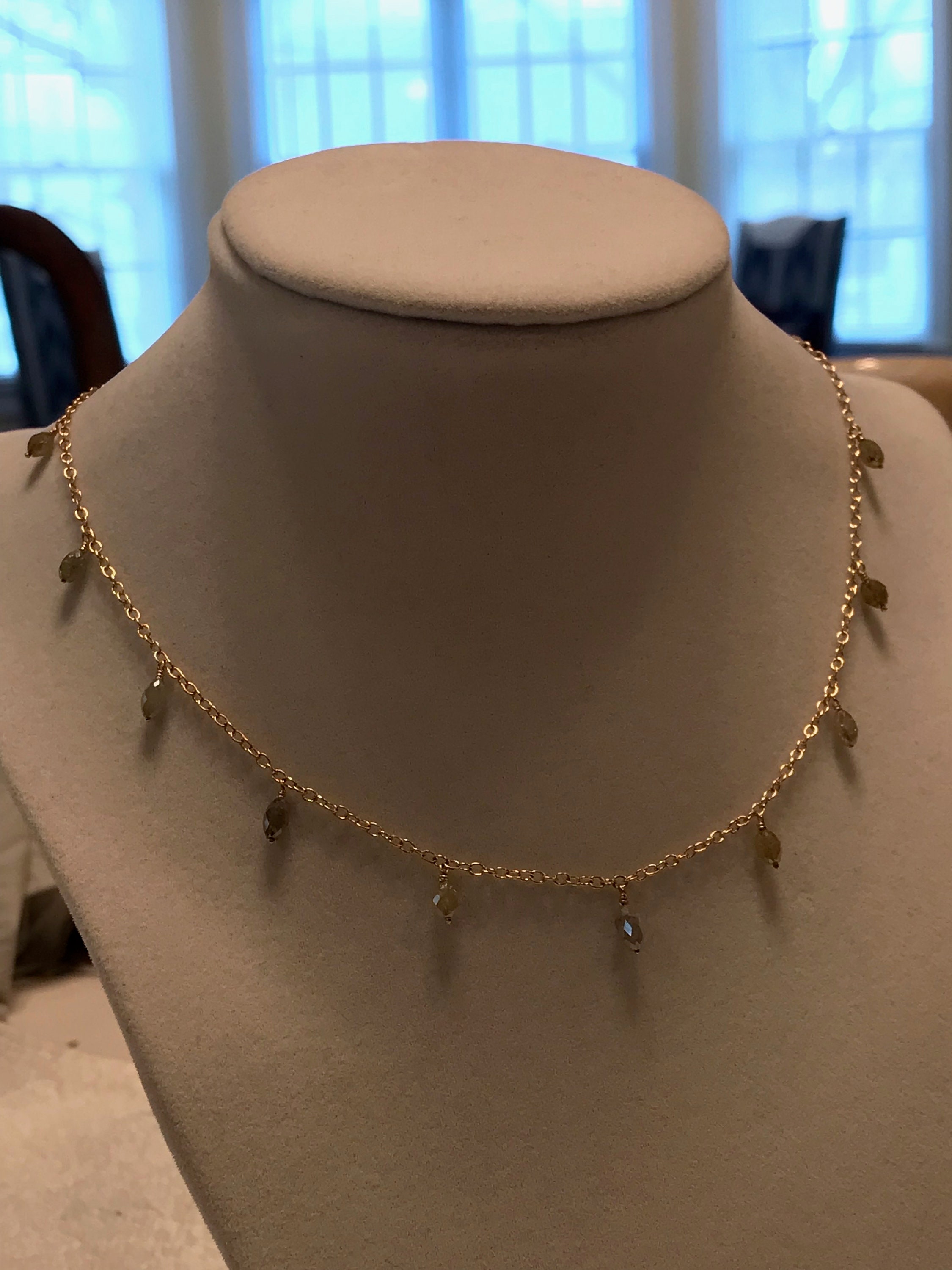 Diamond Dangle Necklace 14k Gold DDN1 Etsy