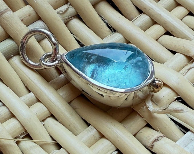 Aquamarine Pendant, Silver with 14k Accent (SMP1)