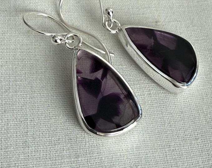 Trapiche Amethyst Earrings, Silver