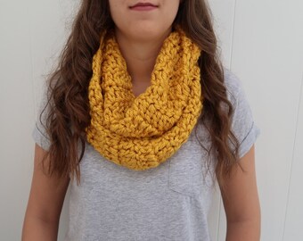 Infinity Scarf, vrouwen sjaals, gele sjaal, mosterd sjaal, Gehaakte sjaal, kies uw kleur