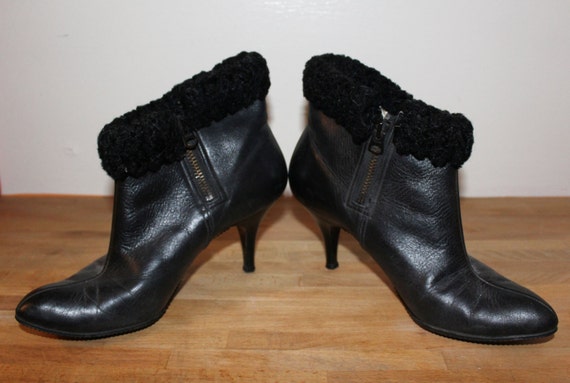 60s Vintage Shetland Black Winter Ankle Booties