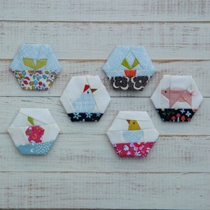 Farm Life a paper piecing hexagon pattern image 1