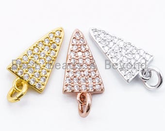 Rhodium Triangle Necklace Triangle Pave Pendant Cubic Zirconia Charms Cubic Zirconia Bridal Jewelry Micro Pave Charms Silver Triangle