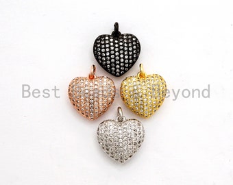 Double heart charm pendant Micro Pave charm Clear Cubic Zirconia charms in goldrose goldsilver colour 25mm 1pc