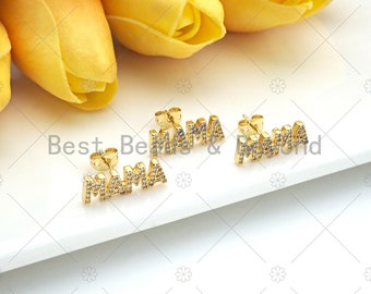 3x17mm 2 PIECES 2pc 18kt gold Filled Mama Micro Pave Charm for Mother day Gift Bracelet Necklace Earring Component