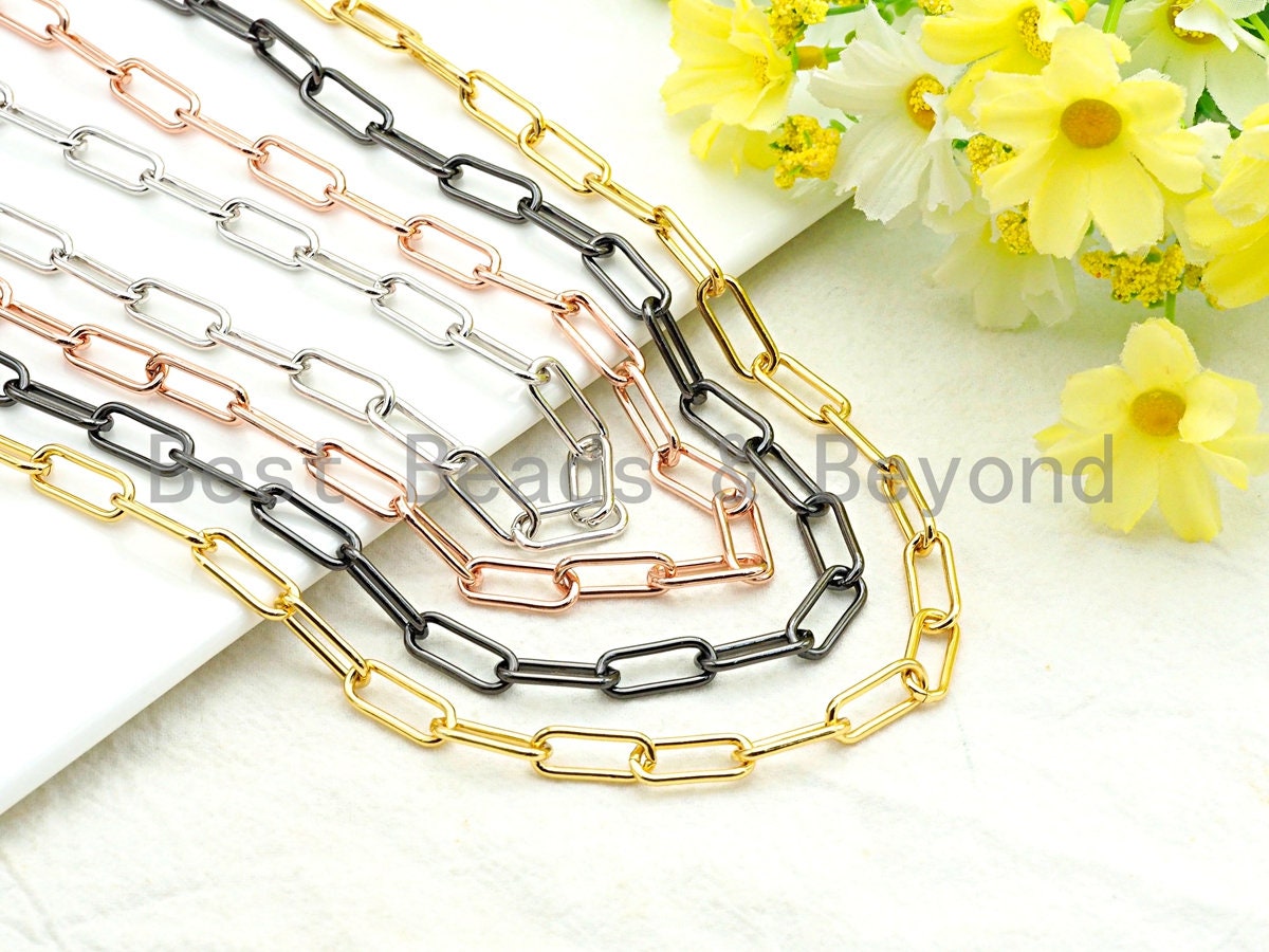 7x16mm Paper Clip Chain by Yard, 18K Real Gold Plated/ Gunmetal