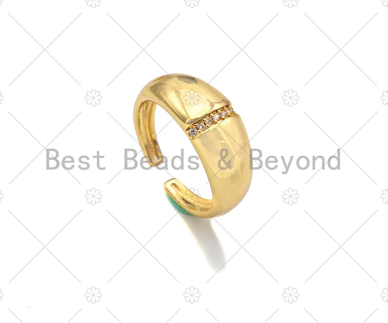 Open Ring 18K Gold Thick Band Adjustable Ring Stacking Ring CZ Pave Ring Pave Gold Ring,sku#X182 Statment Ring