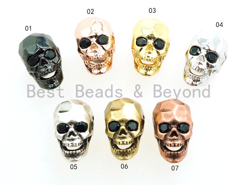 CZ Pave Faceted Black Eye Skull Head Beads Men/'s Bracelet Making Charm Pave Beads sku#Y97 Micro Pave Antique Skull Spacer Beads 12mm