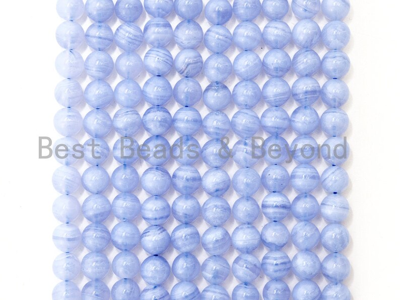 Top Quality Natural Blue Lace Agate Smooth Round Beads 8mm10mm12mm14mm16mm Blue Agate Gemstone Beads,15.5 Full Strand,SKU#U114