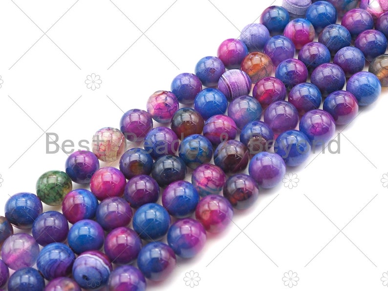 NEW Galaxy color Natural Smooth Agate Beads sku#UA193 15.5 Full Strand 8mm10mm12mm Multicolor Round Smooth Agate Beads