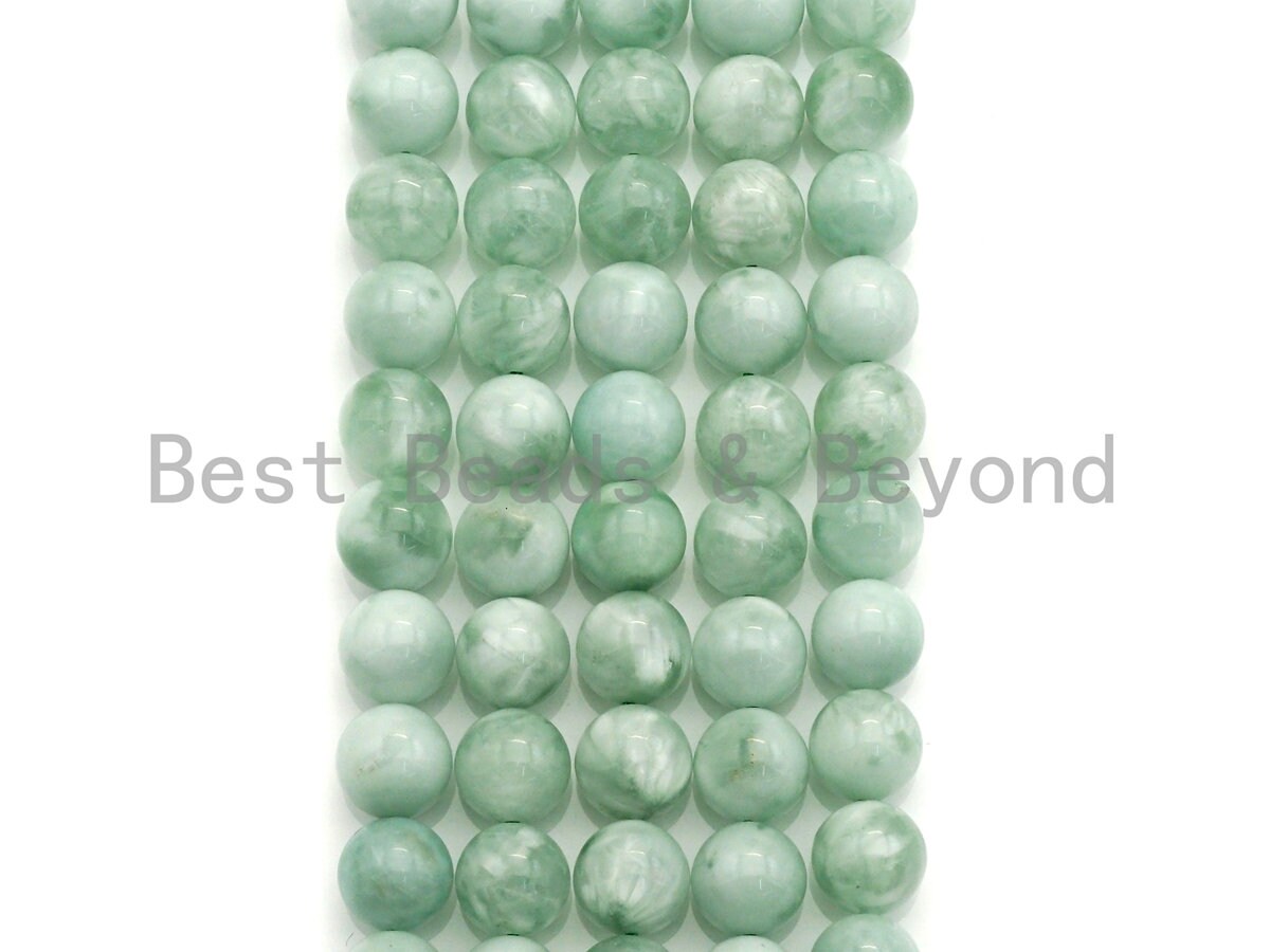 Natural Green Angelite Beads, 6mm/8mm/10mm/12mm Round Smooth Gemstone