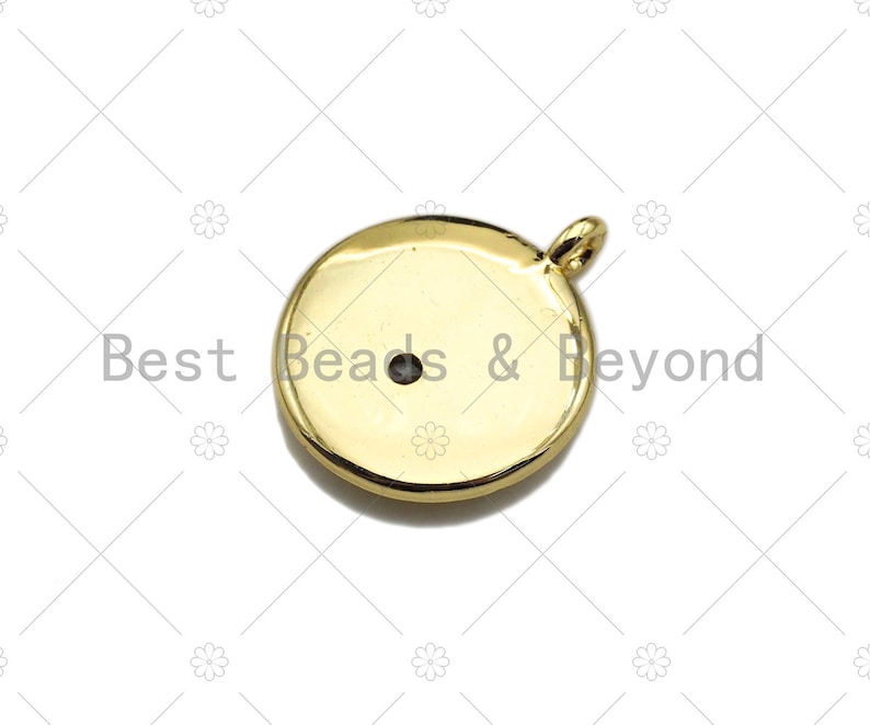 Clear CZ Micro Pave Evil Eye on Disc PendantCharm Lucky Eye Cubic Zirconia Pendant Real Gold Plated Charm Pendant,15x18mm,Sku#L304