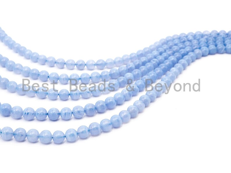Top Quality Natural Blue Lace Agate Smooth Round Beads 8mm10mm12mm14mm16mm Blue Agate Gemstone Beads,15.5 Full Strand,SKU#U114