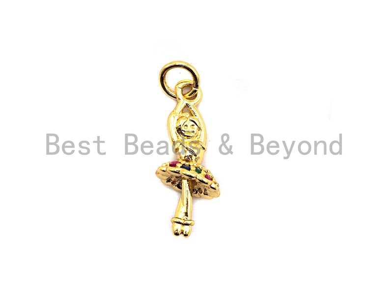 8x19mm CZ Colorful Micro Pave Ballet Dancer Pendant Sku#F830 Gold plated Dancing Girl Pave Pendant