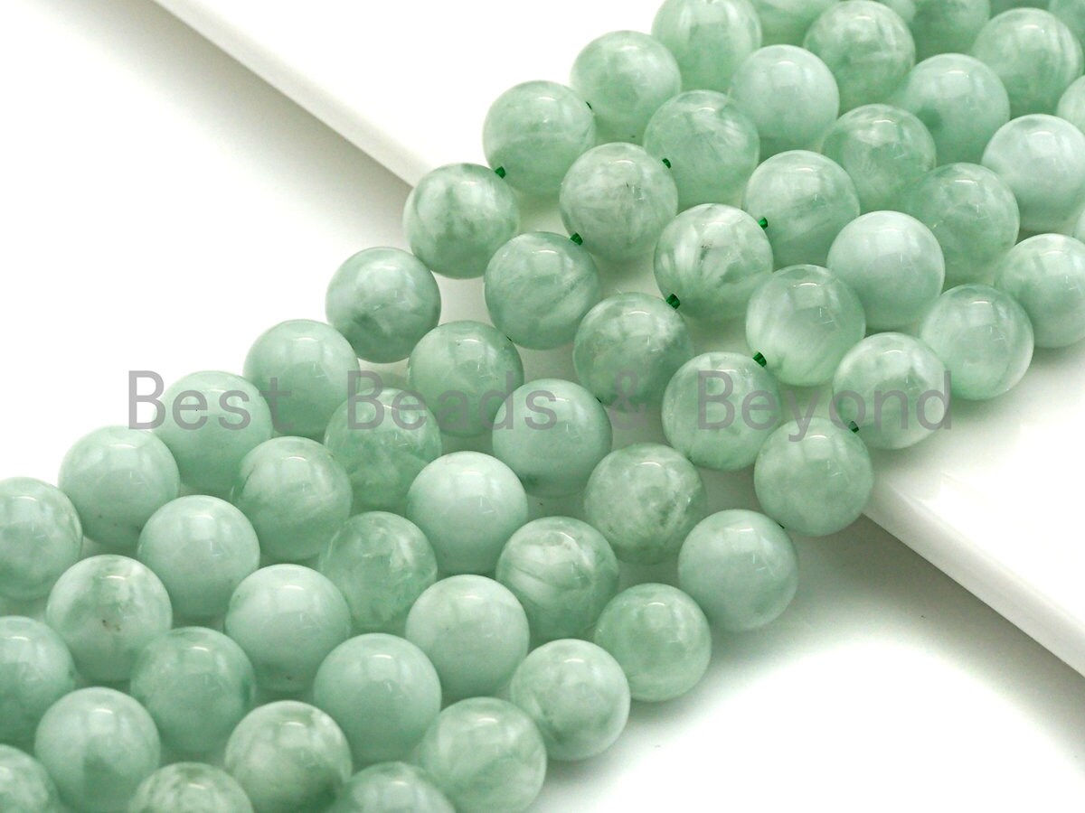 Natural Green Angelite Beads, 6mm/8mm/10mm/12mm Round Smooth Gemstone