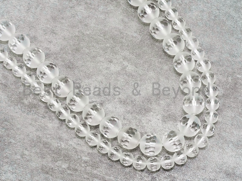 15.5inch strand Natural Clear White Matte Quartz Middle Faceted beads Matted Raw Crystal SKU#V4 6mm8mm10mm12mm Round Quartz beads