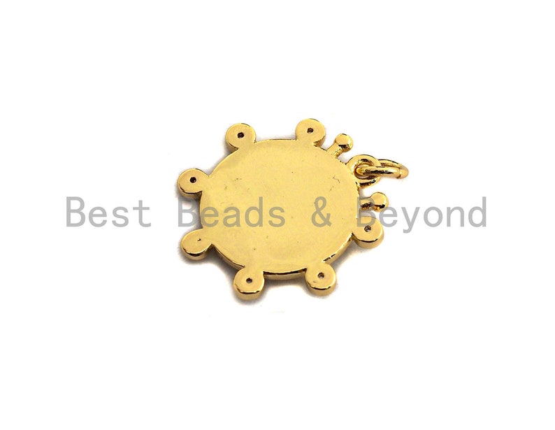 Medallion Coin PendantCharm 20x20mm,Sku#Z449 Medallion Cubic Zirconia Pendant SilverGold Tone