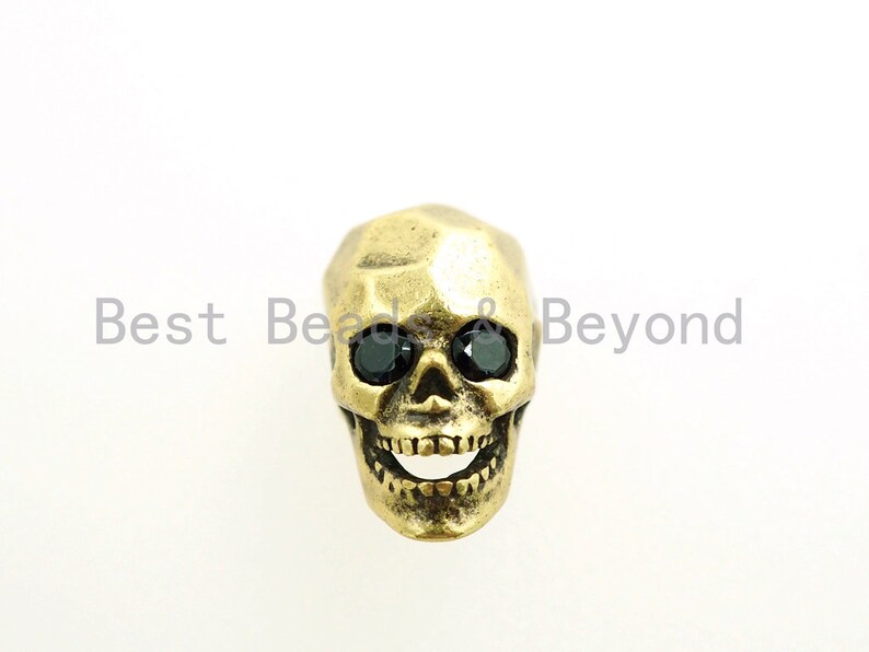 CZ Pave Faceted Black Eye Skull Head Beads Men/'s Bracelet Making Charm Pave Beads sku#Y97 Micro Pave Antique Skull Spacer Beads 12mm