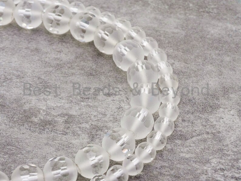 15.5inch strand Natural Clear White Matte Quartz Middle Faceted beads Matted Raw Crystal SKU#V4 6mm8mm10mm12mm Round Quartz beads