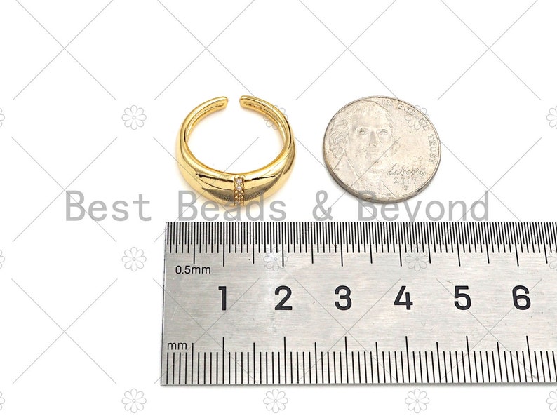 Open Ring 18K Gold Thick Band Adjustable Ring Stacking Ring CZ Pave Ring Pave Gold Ring,sku#X182 Statment Ring