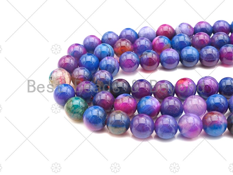 NEW Galaxy color Natural Smooth Agate Beads sku#UA193 15.5 Full Strand 8mm10mm12mm Multicolor Round Smooth Agate Beads