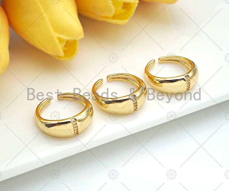 Open Ring 18K Gold Thick Band Adjustable Ring Stacking Ring CZ Pave Ring Pave Gold Ring,sku#X182 Statment Ring