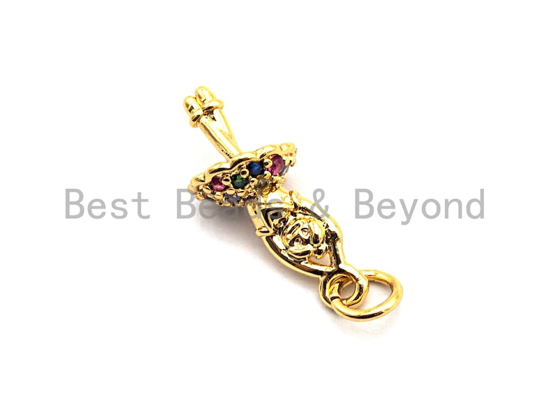 8x19mm CZ Colorful Micro Pave Ballet Dancer Pendant Sku#F830 Gold plated Dancing Girl Pave Pendant