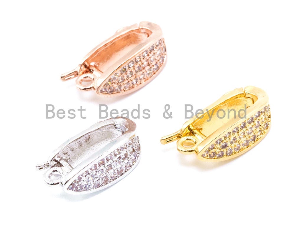 CZ Micro Pave Pendant Enhancer Bail Gold Silver Rhodium Etsy