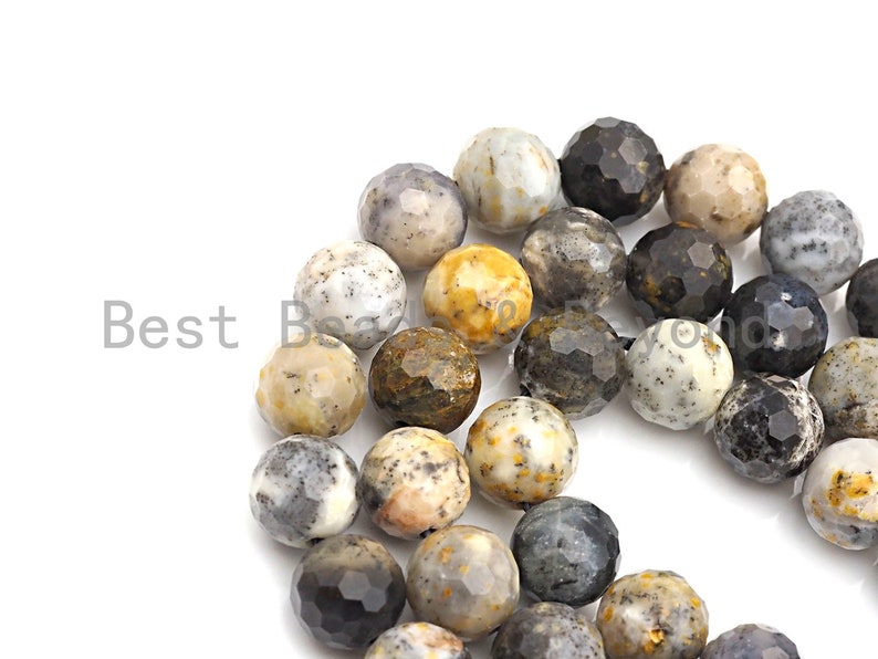 Speical Cut Natural Black Opal Beads Round Faceted Beads | Etsy