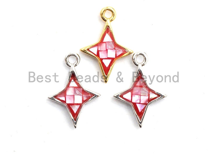 10x14mm,SKU#Z347 100/% Natural Hot Pink Color North Star Shell CharmPendant Hot Pink Shell CharmPendant Natural Shell Charm